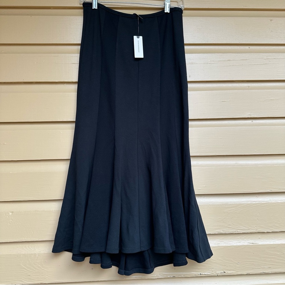 Anthropoligie Black Maxi Skirt Size Small S NWT Stretchy Patchwork Flare